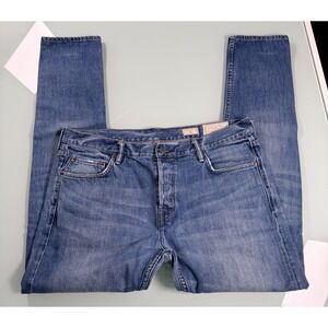 Allsaints Kamoko Cigarette Pants‎ Mens 38x32 Blue Skinny Button Fly